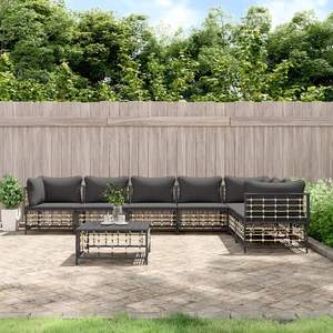 Ensemble de salon de patio en poly rotin anthracite 8 pièces avec coussins ensembles de jardin - Product Image 1
