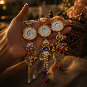 Reloj de Pulsera Rangrata RRWD169 para Mujer, Diseño Étnico de Joyería de Lujo en Oro con Kundan y Meenakari - Product Image 2