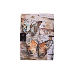 Premium A5 Handmade Paper Notebook Butterfly Design with <b>Lock</b> 200 Pages Vintage Journal Eco Friendly Diary Cardboard Cover Gift - Product Image 2