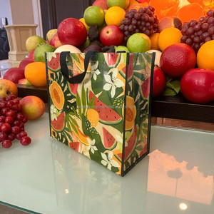 Bolso de mano reutilizable no tejido con logotipo personalizado, bolso de compras impreso en ambos lados, correa de hombro laminada, tamaño mediano - Product Image 6