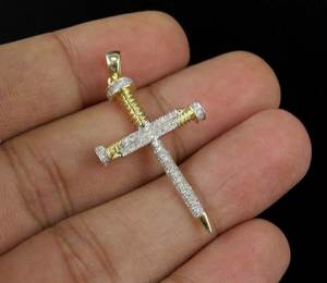 Colgante de Cruz con Moissanita, Chapado en Oro de 18K sobre Plata 925, Estilo Hip Hop de Lujo para Hombre - Product Image 2