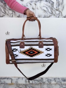 กระเป๋าเดินทางหนังแท้สไตล์วินเทจคุณภาพสูง ลายแอซเท็ก  แบบตะวันตก  ขนาดใหญ่ ใช้งานได้หลากหลาย - Product Image 3