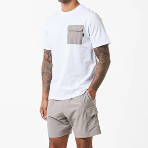 2026 /'Trending Twin Set <b>Men's</b> Casual T-Shirt <b>Patch</b> Pocket Cargo <b>Shorts</b> High Quality Breathable Custom Made Summer Knitted - Product Image 1