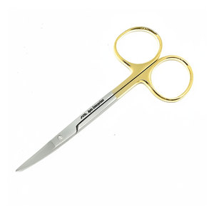 German Stainless Steel 4.5 Inch (11.43cm) Iris Surgical Scissors Straight and Curved with Gold Titanium Handle TC <b>Tungsten</b> - Product Image 3