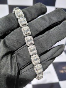 Bracelet Tennis de Luxe en Argent Sterling 925 avec Moissanite VVS Taille Émeraude, Testeur de Diamant Inclus, Maillons Halo pour Hommes et Femmes - Product Image 3