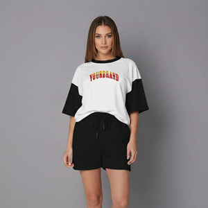 Custom Made Best Quality Women's Casual <b>Short</b> Sleeve 100% Cotton Oversized Regular Fit Lace Solid Vintage Embroidered <b>Patches</b> - Product Image 1