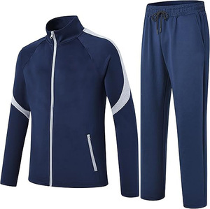 Men's White Tracksuit Full <b>Zip</b> <b>Jacket</b> Matching Pants Solid Color Sporty Style Breathable Polyester Autumn Wear - Product Image 6
