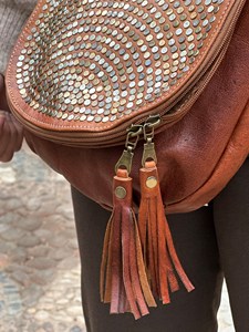 Premium Genuine Leather Fringe Handbag for Women – Vintage Boho Style Shoulder <b>Bag</b> with Tassels & <b>Studded</b> Detail - Product Image 2