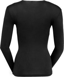 Haut classique pour femme à manches longues et col rond, uni, d'été, écologique, de qualité supérieure - Product Image 3