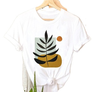 T-shirt 100% coton de haute qualité pour femmes Anti-boulochage respirant Logo personnalisable Design dernière décoration de lettre d'impression numérique - Product Image 6