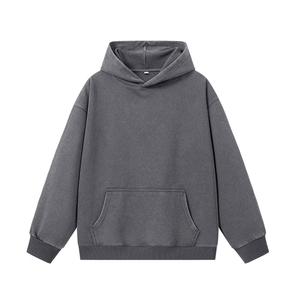 เสื้อฮู้ดโอเวอร์ไซส์แบบยูนิเซ็กซ์ สีพื้น ล้างสีแบบแอซิดวอช มีกระเป๋า ดีไซน์เรียบง่าย ทรงปกติ สวมใส่สบาย เหมาะสำหรับฤดูใบไม้ร่วง ผลิตจากผ้าฝ้ายเฟรนช์เทอร์รี่ถัก - Product Image 5