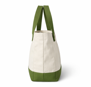 Bolsas de Compras de Lona 100% Algodón, Resistentes, con Logotipo Personalizado, Bolsa de Supermercado Grande, Verde y Blanca, con Dos Bolsillos y Asa Superior - Product Image 3