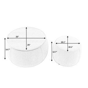 Pouf Contenitore Rotondo 2 in 1 Giallo Scuro (63,5x63,5x37,3 cm) - Piccolo Tavolino e Pouf Funzionale - Product Image 6