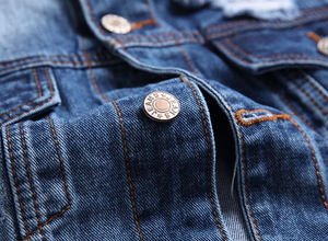 Veste en jean pour homme Oemr, style streetwear, grande taille, en cuir respirant et imperméable, avec col en denim tissé au crochet, effet délavé - Product Image 2