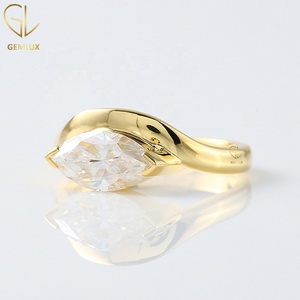 Anillo de compromiso de moissanita con corte marquesa de 1.60 CT, de este a oeste, solitario curvo para mujer - Product Image 5