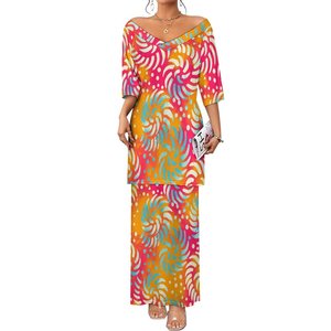 Conjunto de Top y Falda Elegante de Diseño Polinesio de Alta Gama para Fiesta, Puletasi Hawaiano Tonga con Estampado Otoñal, Ropa Sexy para Mujer - Product Image 3