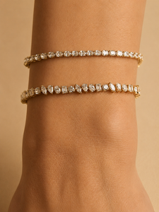 Sterling Silver Moissanite Chain & Link Tennis Bracelet Multi Shape Minimalist Design for Anniversary Gift-Unisex - Product Image 1