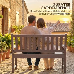 Banco de Jardín de HDPE para 2 Personas, Color Marrón, con Capacidad para 530 Libras, Asiento Curvo para Patio, Terraza, Parque, Césped, Jardín - Product Image 4