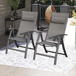 Set di 2 Sedie Pieghevoli da Patio con Seduta in Tessuto Textilene per Uso Esterno - Product Image 6