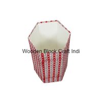 Panier en papier décoratif à motif géométrique, fait main en Inde, en bois écologique, à couvercle roulant, à dessus ouvert, pour usage intérieur/extérieur, pour la maison
