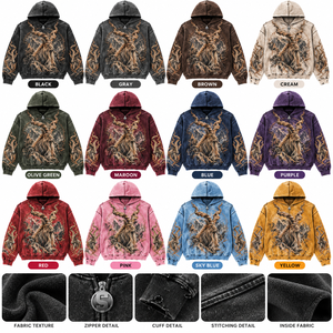 เสื้อฮู้ดซิปดีไซน์ใหม่ ยูนิเซ็กส์ สไตล์สตรีทแวร์ วินเทจ ลายแพะสีดำ ผ้าฝ้ายฟลีซ 100% เป็นมิตรกับสิ่งแวดล้อม - Product Image 6