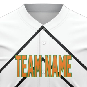 Maillot de baseball personnalisé pour hommes, vert, orange et blanc, à boutons, uniforme d'équipe de softball, respirant, chemise de sport athlétique pour les matchs - Product Image 5