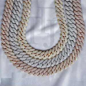 Cadena Cubana para Hombre, Plata de Ley 925, Oro 10K 14K, Collar Hip Hop, Cadena Brillante, Joyería de Lujo para Él - Product Image 1