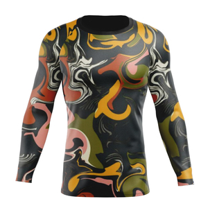 OEM Unisex Men's Long Sleeve MMA <b>Rashguard</b> Sports Shirt Custom Logo Polyester Sublimation Blank Surf Compression Adult Size - Product Image 1