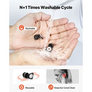 Tapones para los Oídos Reutilizables con Reducción de Ruido NRR 25 DB, Tapones de Silicona Flexibles y Suaves para Dormir, Cancelación de Ruido, Protección Auditiva - Product Image 4