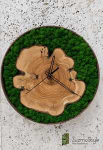 Mossbound Heritage <b>Clock</b> Evergreen Flow Artisan <b>Clock</b> Nature's Passage Wood <b>Clock</b> Verdant Horizon Timepiece Timber wave Moss Art - Product Image 6