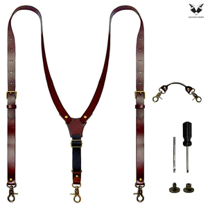 Good Selling New Arrival Handmade Vintage Men's Y-<b>Back</b> <b>Braces</b> Brown Leather Suspenders With Metal Clips For Wholesale Rate - Product Image 6