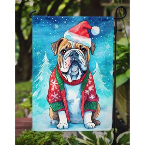 Bandera de jardín de Navidad de Bulldog inglés Multicolor, Bandera de buzón decorativa para ilustraciones de Patio, camas de flores, tamaño de pancarta - Product Image 3