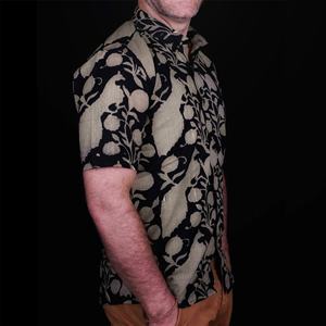 Camisa informal de manga corta de algodón puro para hombre, diseño con cuello y estampado de bloques - Product Image 1