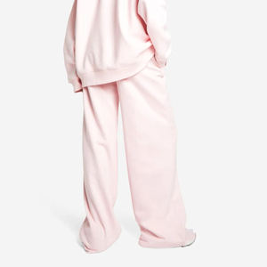 Nouvel article : Pantalon de survêtement rose pour femme, coupe large, taille mi-haute, cordon élastique, coupe ample, longueur intégrale, décontracté, en molleton tricoté - Product Image 5