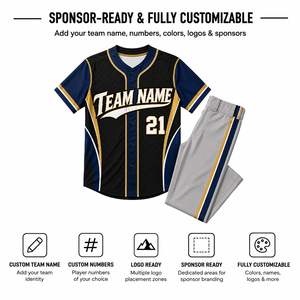 Ensemble uniforme de baseball pour hommes, manches courtes, 100 % polyester, évacuation de l'humidité, personnalisable, toutes saisons, maillot et pantalon imprimés avec le nom de l'équipe - Product Image 2