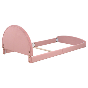 Lit pour tout-petit moderne en velours confortable avec lumière LED, cadre en bois massif, taille double, pour chambre à coucher, école et hôtel - Product Image 5
