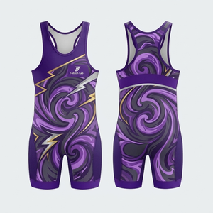High Quality Best Selling Professional Lightweight Men's Wrestling <b>Singlets</b> OEM Service Gym <b>Weightlifting</b> Anti-Bacterial Adults - Product Image 4