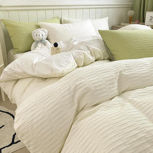 Parure de lit de luxe en coton pur et lin, <span class=keywords><strong>4</strong></span> pièces, taille King, en gaze douce <span class=keywords><strong>à</strong></span> bulles, avec housse de couette, vente en gros - Product Image 4