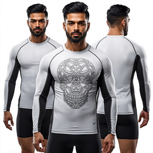 Camiseta Deportiva de Compresión para Hombre, Diseño de Calavera con Diamantes de Imitación, 100% Algodón, Transpirable y de Secado Rápido - Product Image 1