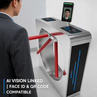 Portique tournant à code QR avec reconnaissance faciale, barrière de contrôle d'accès certifiée CE, système d'entrée de bâtiment OEM