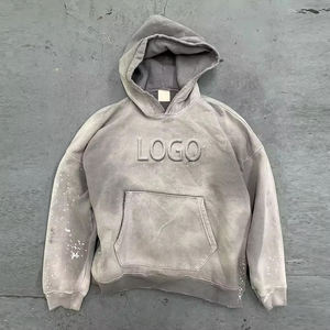 Ensemble de survêtement streetwear OEM pour homme, sweat à capuche et pantalon de jogging délavé à l'acide, vente en gros, fabricant de coton - Product Image 1