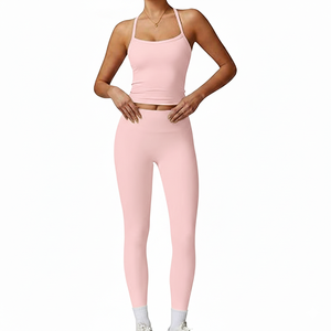 Ensemble de vêtements de sport pour femmes avec logo personnalisé, séchage rapide, soutien-gorge de sport, leggings, ensemble de fitness 2 pièces, ensemble de yoga imprimé sans couture pour femmes - Product Image 2