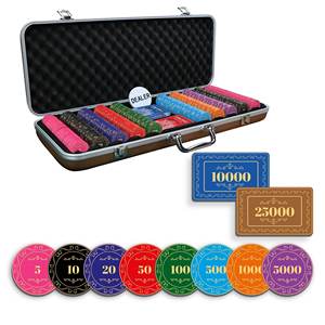 Juego de Fichas de Póker Rosette con Bandeja, 300/500 Piezas, 10/20 Placas, 40/45/50 mm, Cerámicas, 10/14/17 g de Peso - Product Image 1
