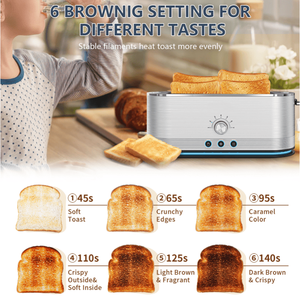 <b>Silver</b> Four-Piece <b>Toaster</b> with 7 Baking Levels & Anti-Clog Design Featuring Defrost/Reheat/Cancel Functions 4 1.5-Inch Slots - Product Image 5
