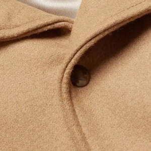 Men's Tan Eco-Friendly High Street Varsity Jacket Wool/Leather Blend Button Front Casual Winter Wear Regular Fit Solid Color - Product Image 6