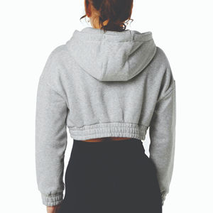 Women <b>Cropped</b> <b>Zip</b> Hoodie Wholesale Custom Pullover Sweatshirt OEM Clothing Manufacturer Wholesale Womens <b>Cropped</b> <b>Zip</b> <b>Up</b> Hoodies - Product Image 2