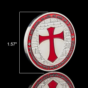 Pièce de monnaie commémorative en argent des Templiers, bouclier à croix rouge, cadeau de collection - Product Image 2