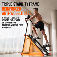 Macyo Stepper d'escalade à 3 ressorts, capacité 200 kg, pliable, cadre anti-basculement, pédales pleine longueur, affichage numérique, pour fitness à domicile
