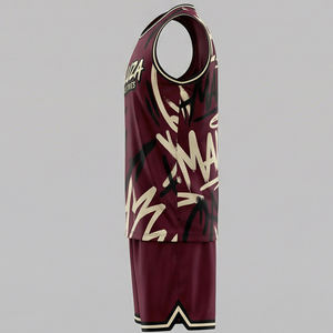 Uniforme de Baloncesto MALUZA Streetwear, Conjunto de Jersey y Pantalones Cortos con Diseño de Grafiti Personalizado, Malla Transpirable de Alta Calidad, Tallas Grandes - Product Image 4