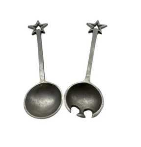 Metal Decorative Salad <b>Servers</b> with Handmade Unique Hanging Serving Spoon Antique Design End Handle Salad <b>Server</b> Spoon Set - Product Image 3